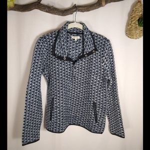 Madewell navy & gray knit half snap popover sweater